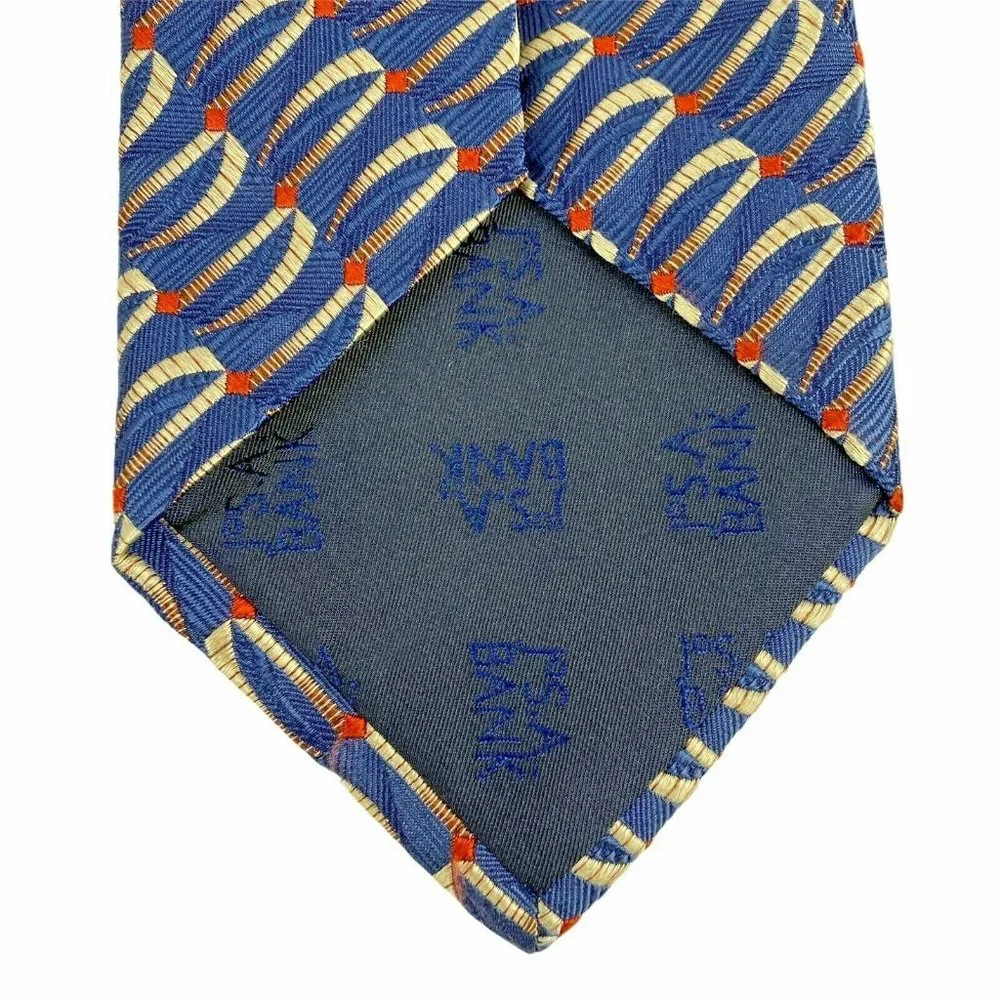 JOS‎ A BANK Blue Gold Interlocking Geometric Tie